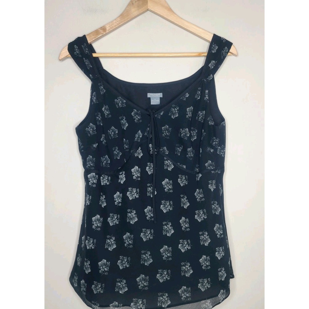 Vtg Y2K Ann‎ Taylor Sz 12P Babydoll Cami Top Whimsigoth Fairy Chiffon